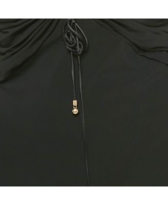 Women's Black Embellished Lace Up Jersey Top