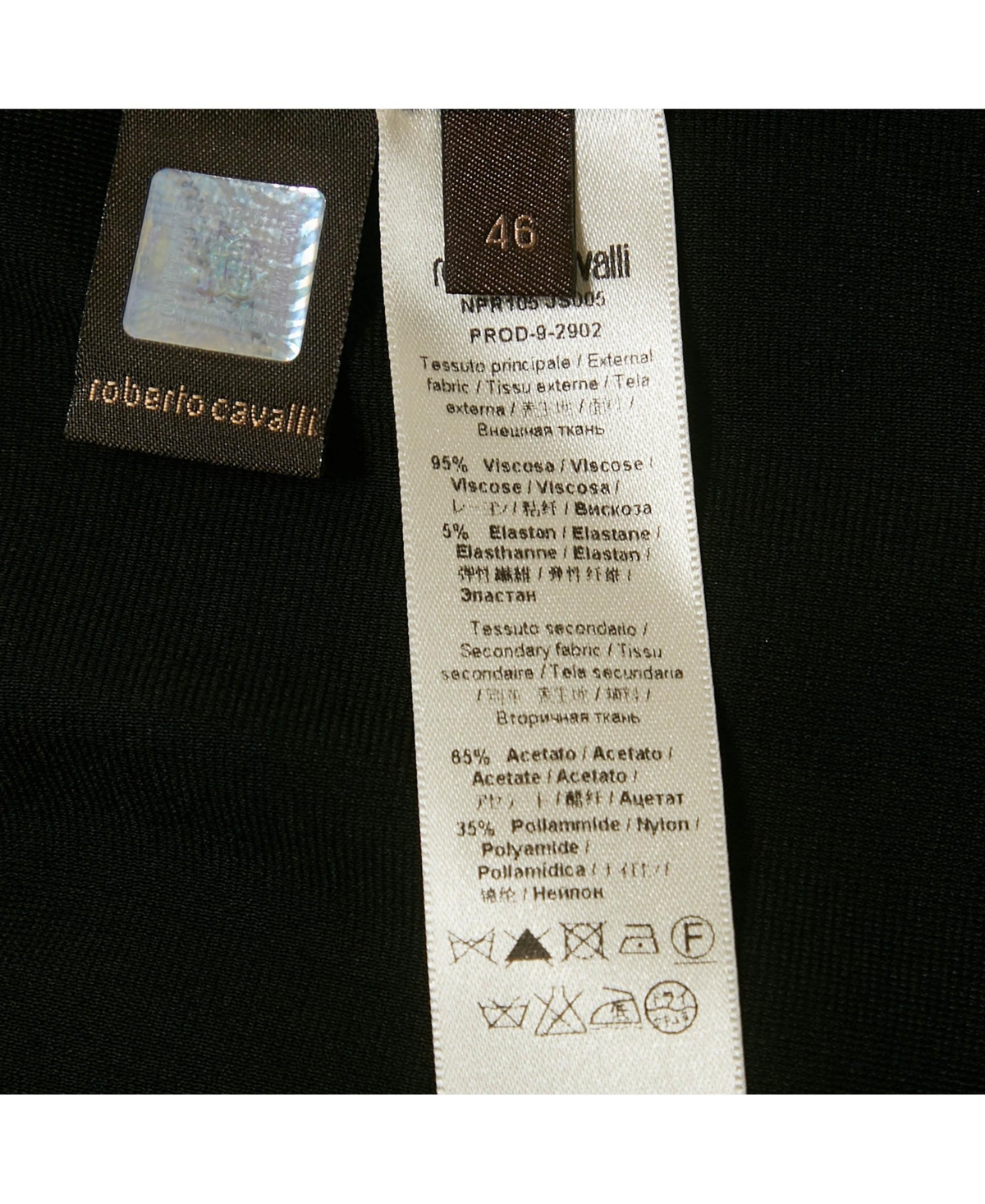 Pre-Owned Roberto Cavalli Women's Black Jersey Embellished Ruche Jersey Mini Dress