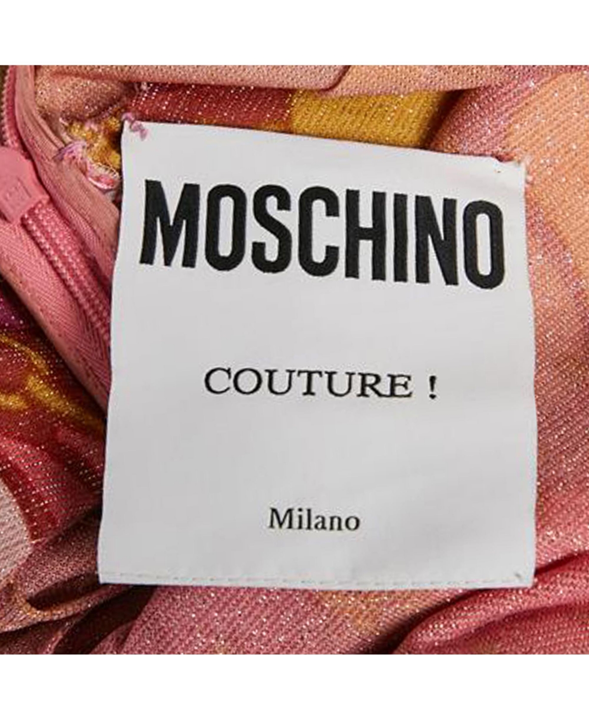 Pre-Owned Moschino Women's Couture Pink Printed Lurex Jersey Sequin Trim Jumpsuit