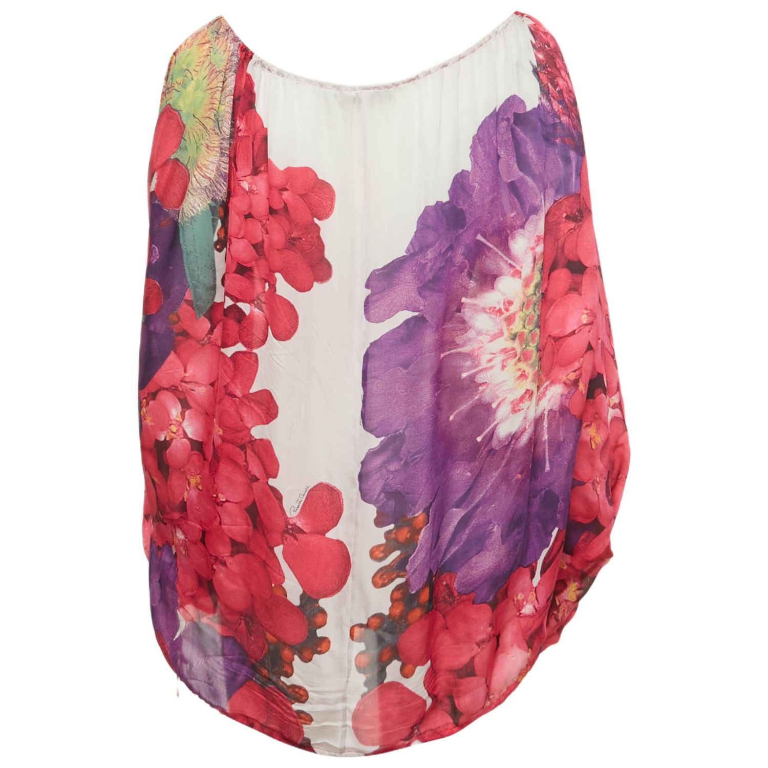 Women's Pink Floral Print Silk Pleated Blouse