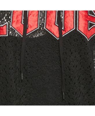 Women's Pre-Owned Love Mocshino Black Love Applique Mesh Hooded Dress