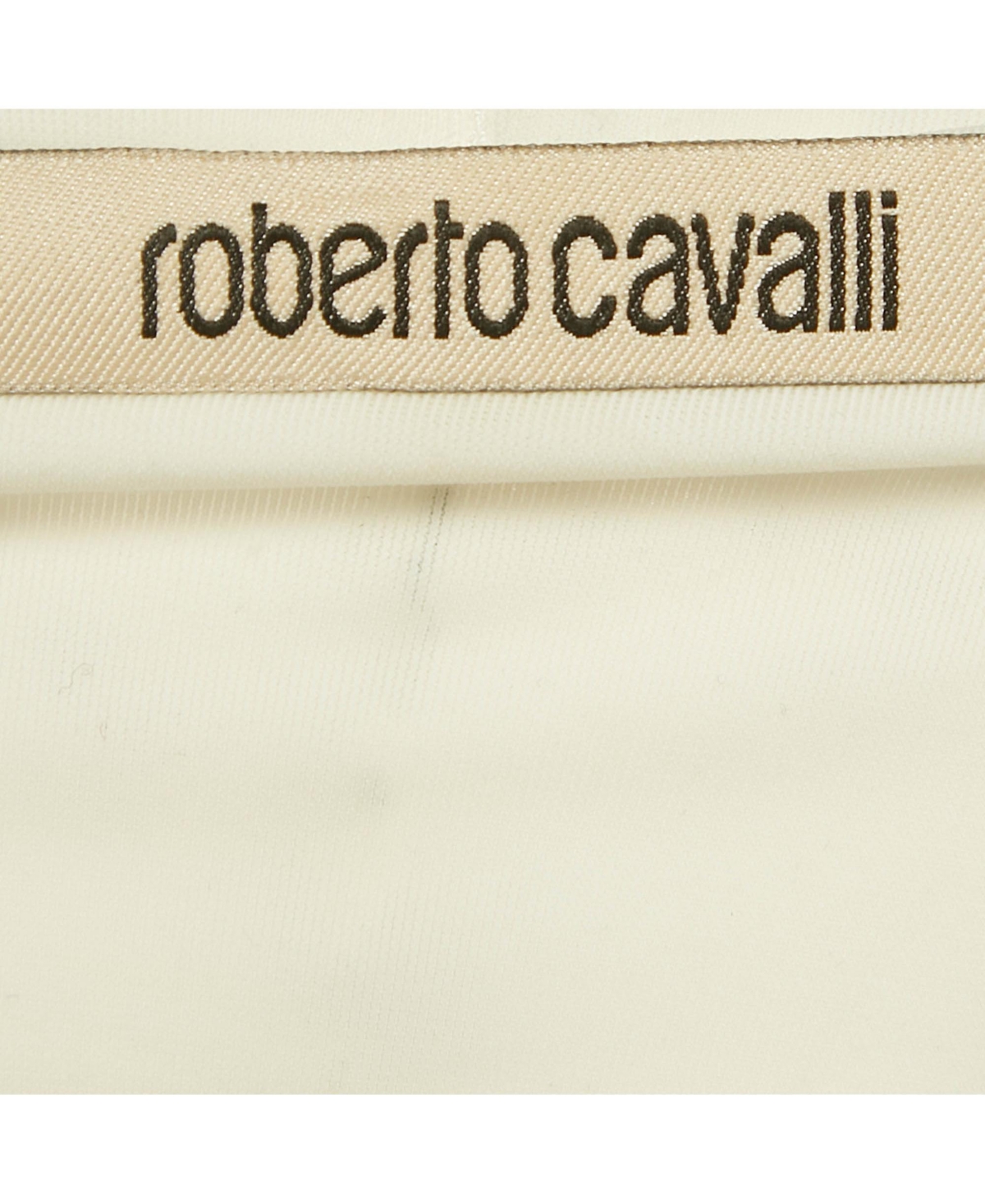 Pre-Owned Roberto Cavalli Women's White Animal Print Jersey Asymmetric Midi Dress