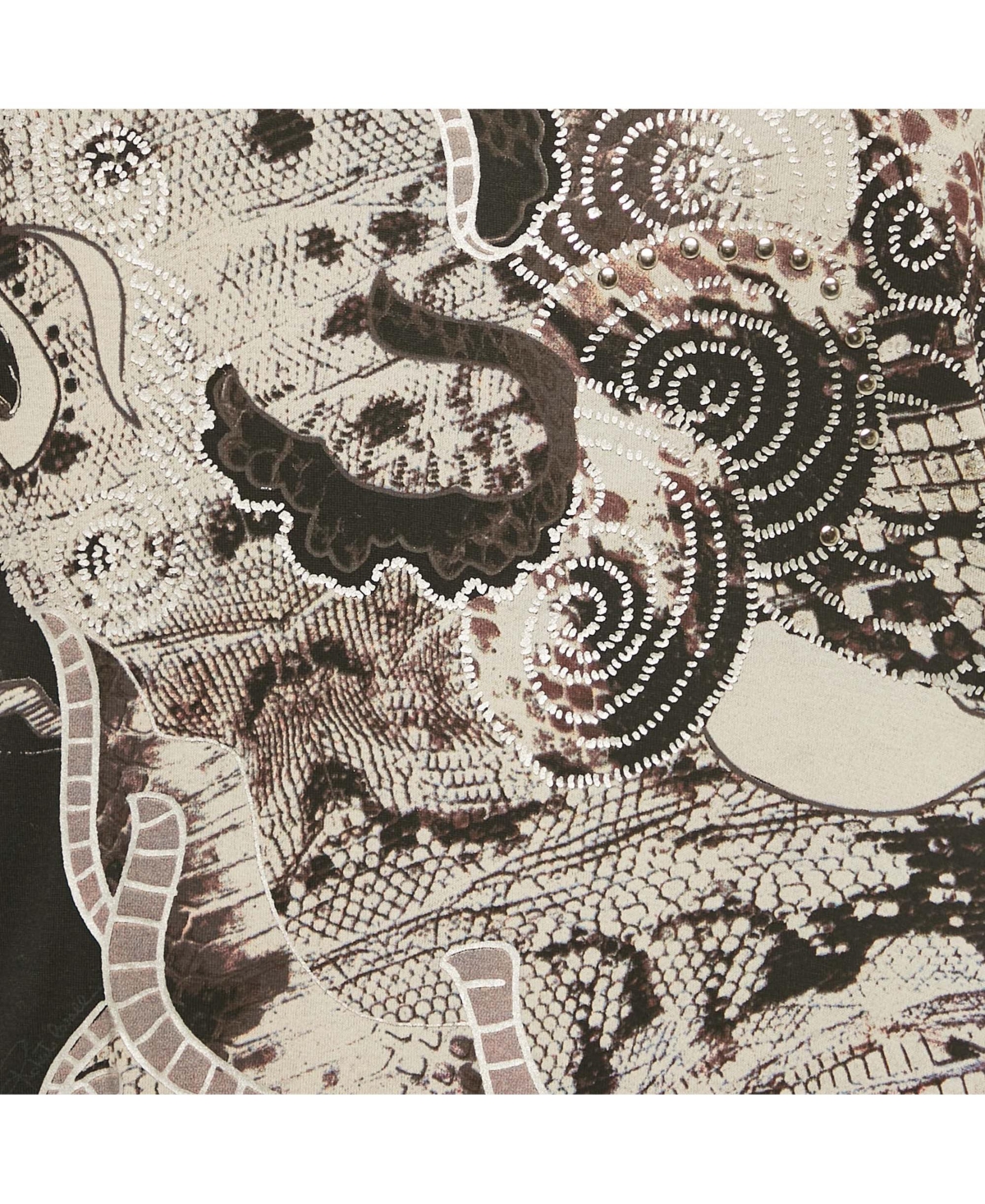 Pre-Owned Roberto Cavalli Women's Black Printed Stud Detail Jersey T-Shirt