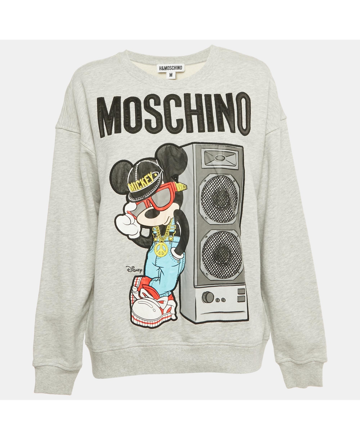 Pre-Owned Moschino Women's X H&m X Disney Grey Mickey Embroidered Cotton Sweatshirt