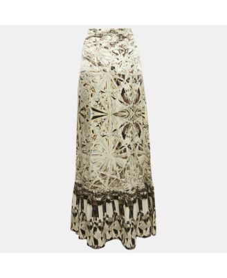 Women's Multicolor Printed Silk Maxi Skirt