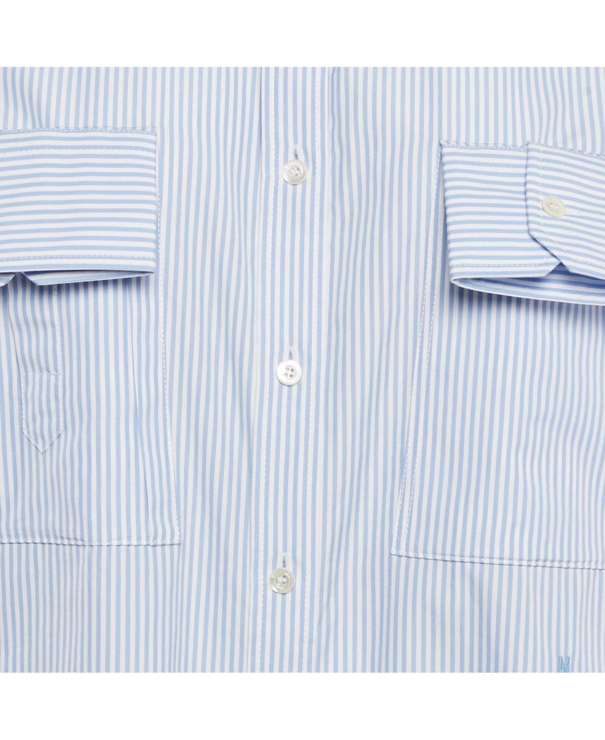 Pre-Owned Moschino Women's Couture Blue Striped Cotton Cuffed Pocket Shirt
