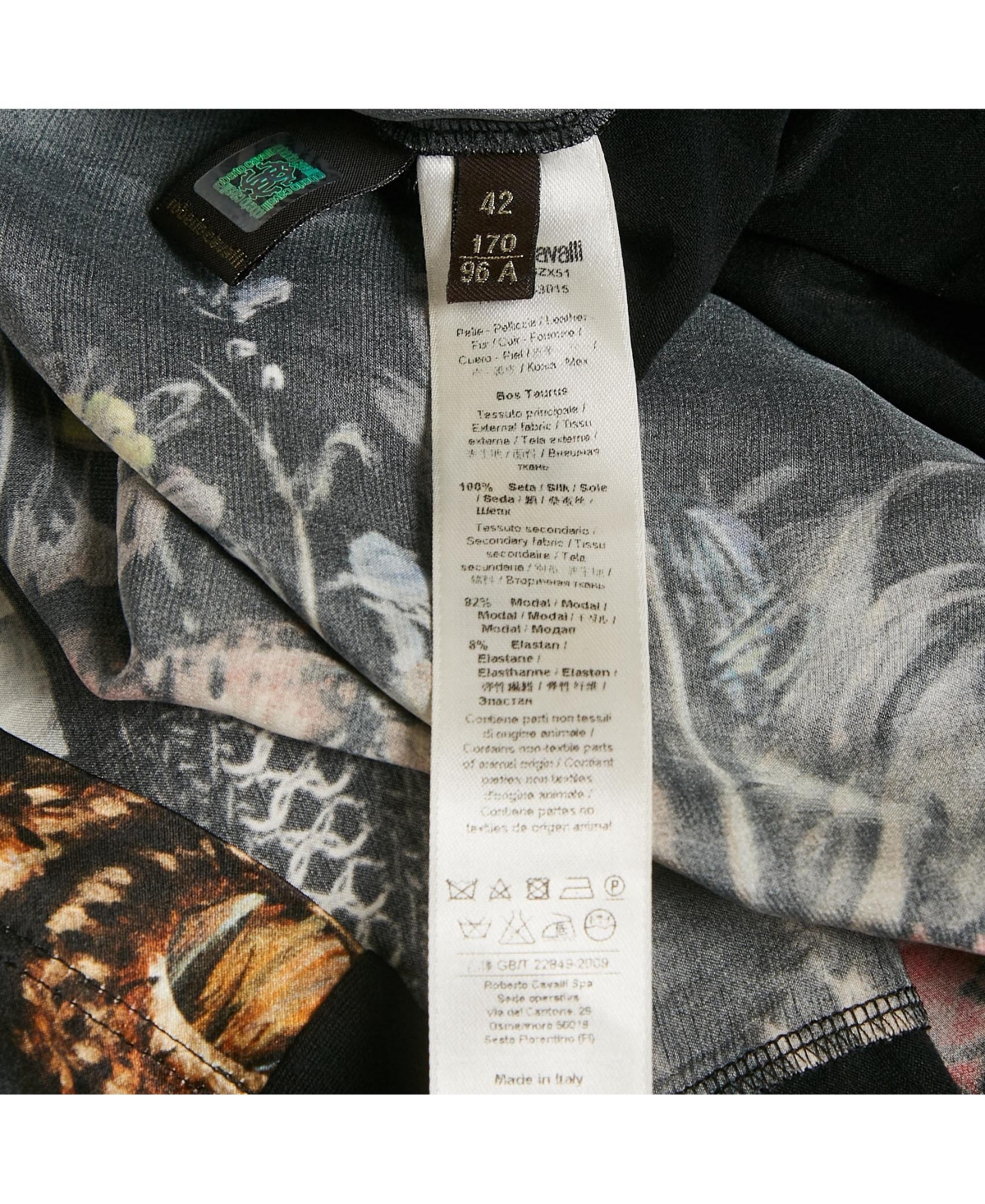 Pre-Owned Roberto Cavalli Women's Beige Cotton And Modal Faux Feather Detail T-Shirt