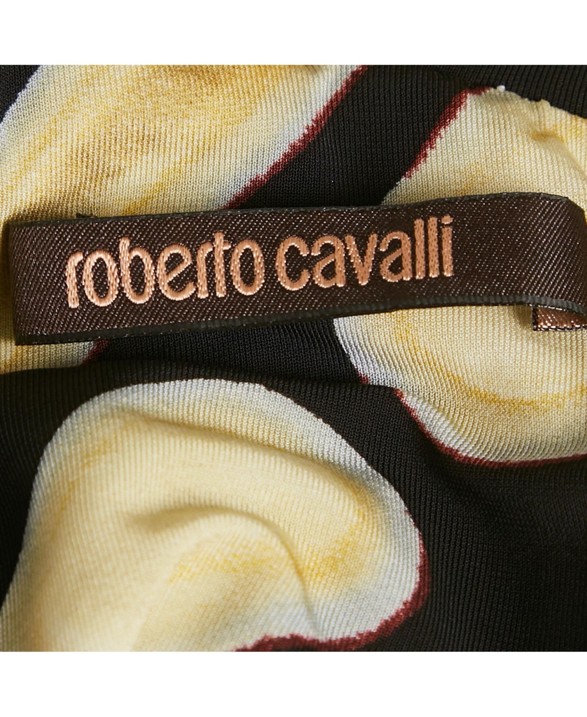 Pre-Owned Roberto Cavalli Women's Printed Jersey Brooch Detail Halter Neck Top