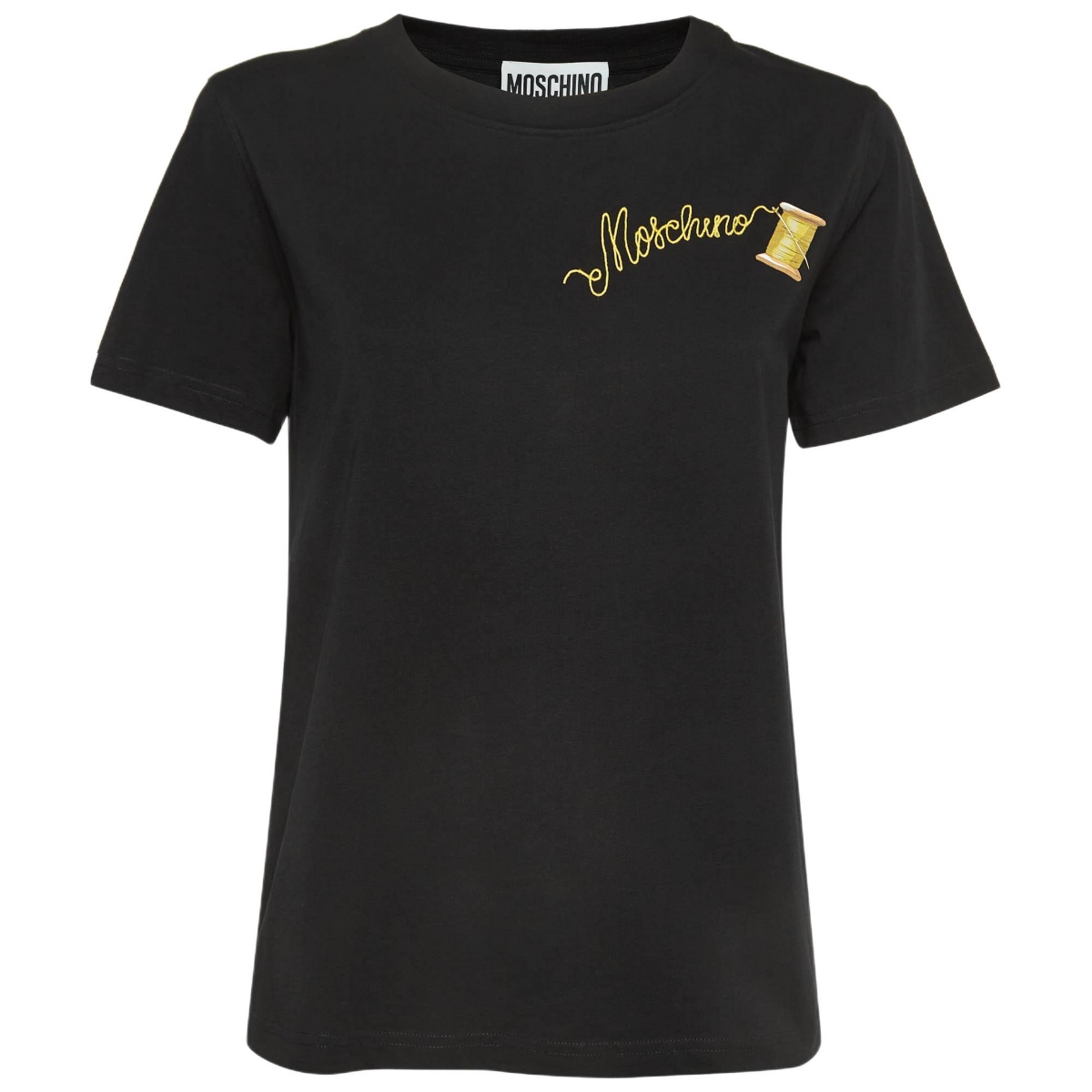 Pre-Owned Moschino Women's Couture Logo Embroidered Cotton Half Sleeve T-Shirt