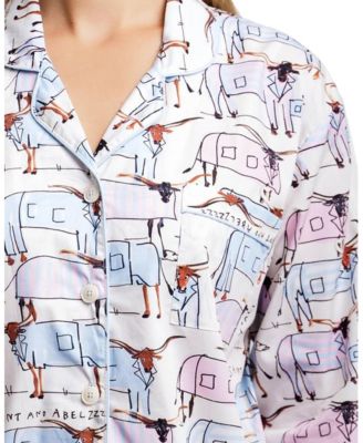 Women's ganic Cotton Poplin Button Down Long Sleeve Pajama Set