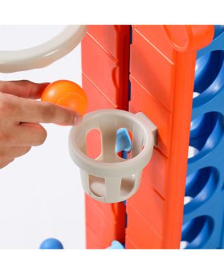 4 in 1 Giant Game Set with Adjustable Height Jumbo Connect 4 Basketball Ring Toss Golf Games Portable Outdoor Set for Kids Adults