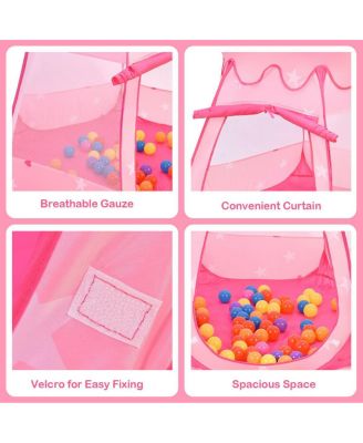 Pink Portable Kid Play House Play Tent with 100 Balls