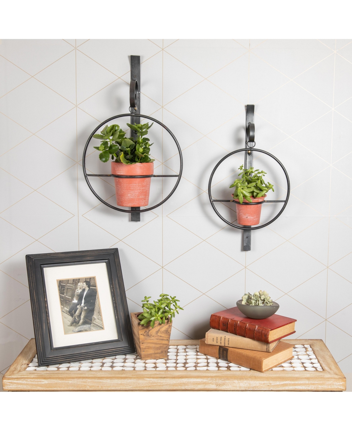 Danya B Tivoli 2-Piece Metal Hanging Planter Set