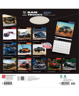 Foil Stamped Plastic-Free Monthly Wall Calendar, 12 x 24 Inch, Ram Trucks Official 2026