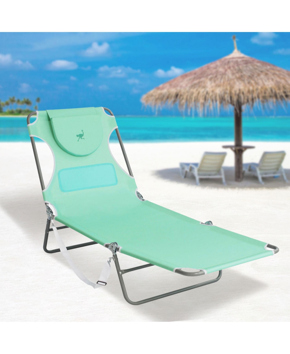 Ostrich Ladies Comfort Lounger, Portable Beach Camping Pool Tanning Chair, Teal