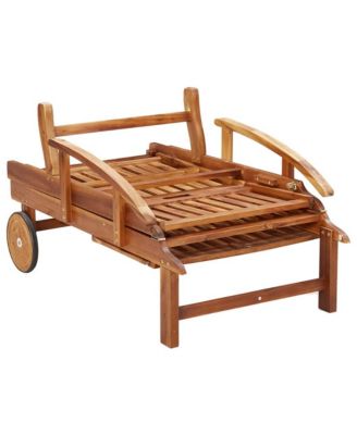 Sunlounger With Table Wood Grain Solid Acacia wood Large Foldable