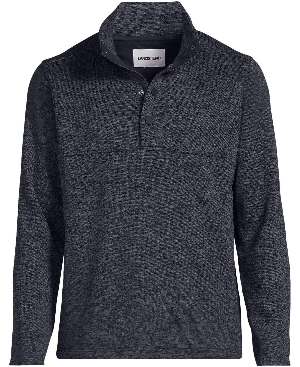 Lands' End Men's Sweater Fleece Snap Neck Pullover Jacket