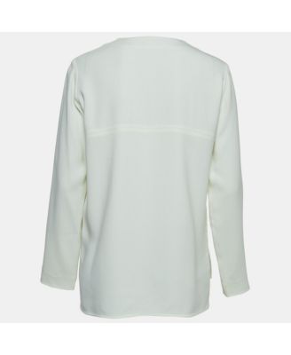 Women's Off White Crepe Long Sleeve Blouse