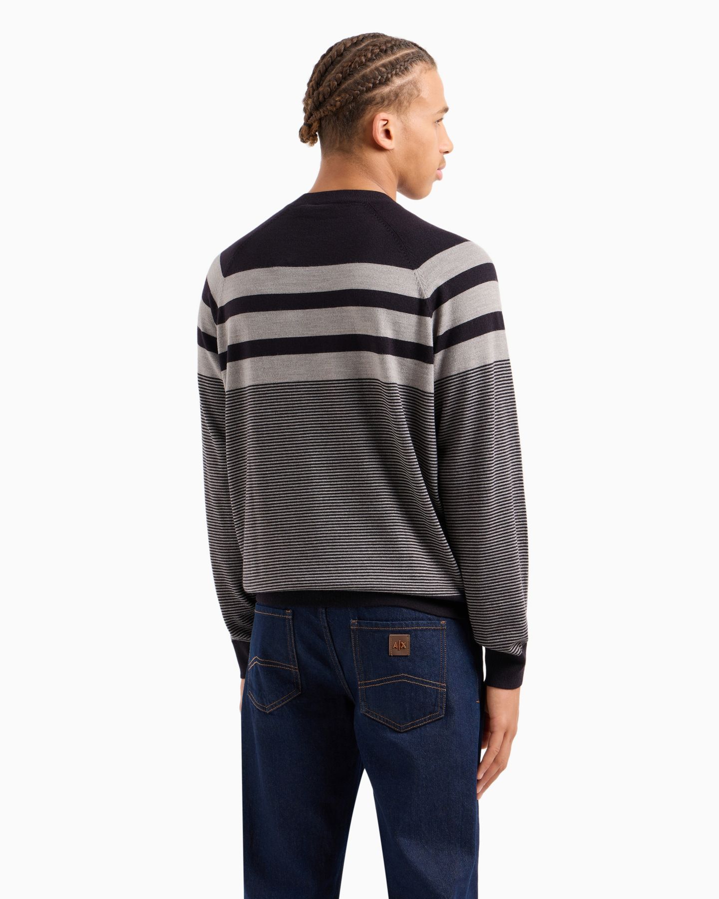 Мужской свитер A|X Armani Exchange Wool-Blend Mix Horizontal Color Blocked, цвет: Разноцветный — фото 4