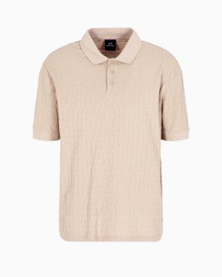 Men's Allover Textural Logo Polo Shirt
