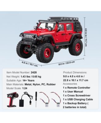 RC Car 1:24, 4WD Off-Road Truck with Lights, Extra Shell & 2 Batteries, 2-Speed Hobby Racing Toy for Boys Girls 14