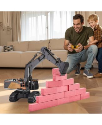 RC Excavator Toy, 22-Channel 1:14 Scale Metal Shovel Digger with Lights & Sounds, Full-Function Construction Vehicle