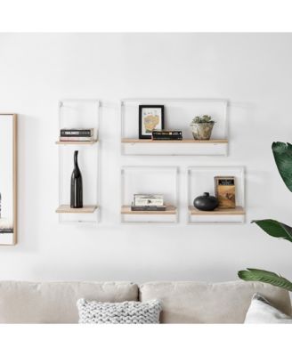 Framed 4-Piece Shelf Set - Metal Frame and MDF Shelves