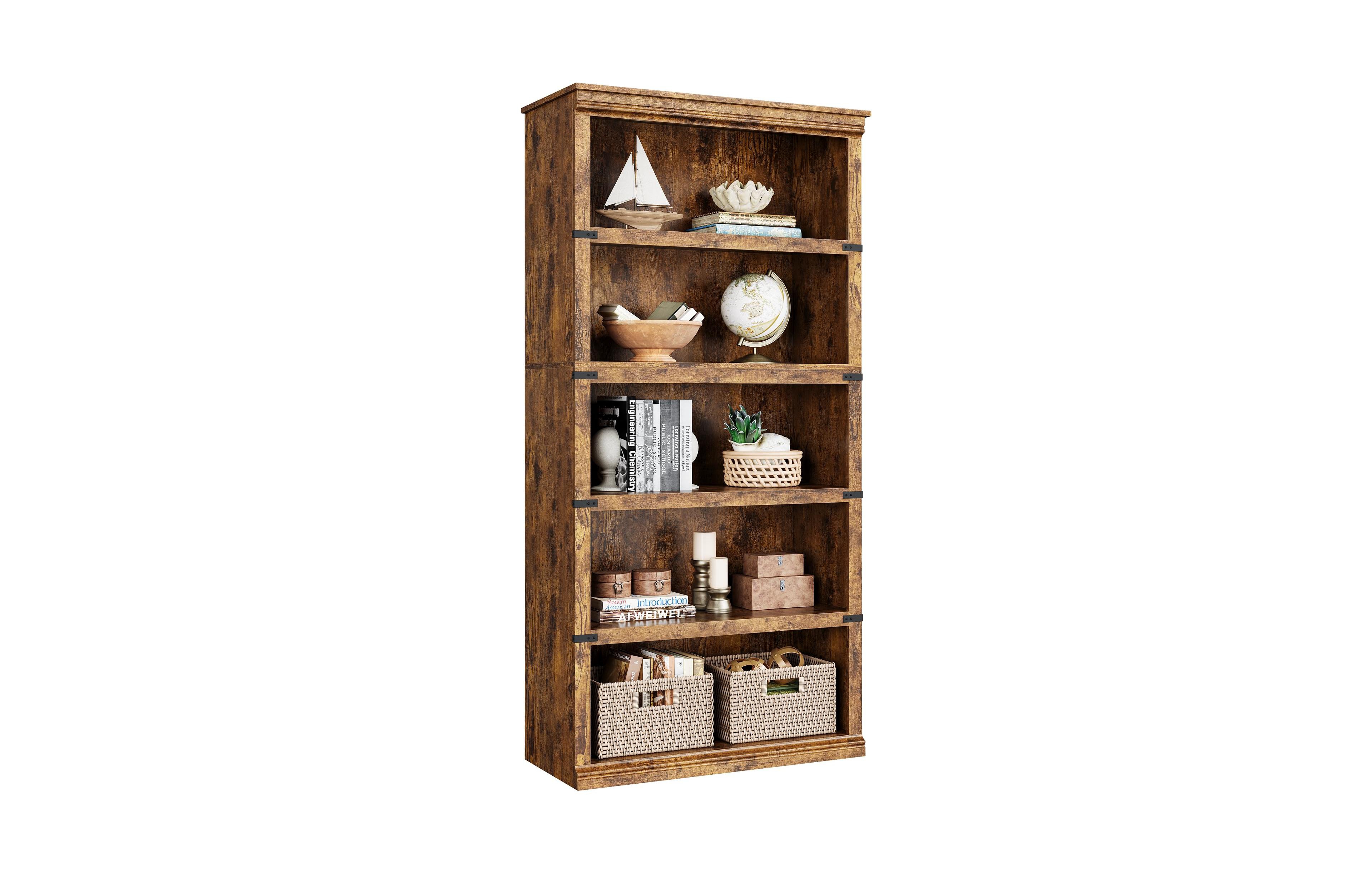 Gaomon 5 Tier Bookcase, Farmhouse Book Shelf