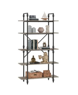 5 Tier Bookshelf, Vintage Bookshelves and Bookcases with Roman Column, Large Display Shelves for Home Office, Study Room, Living Room