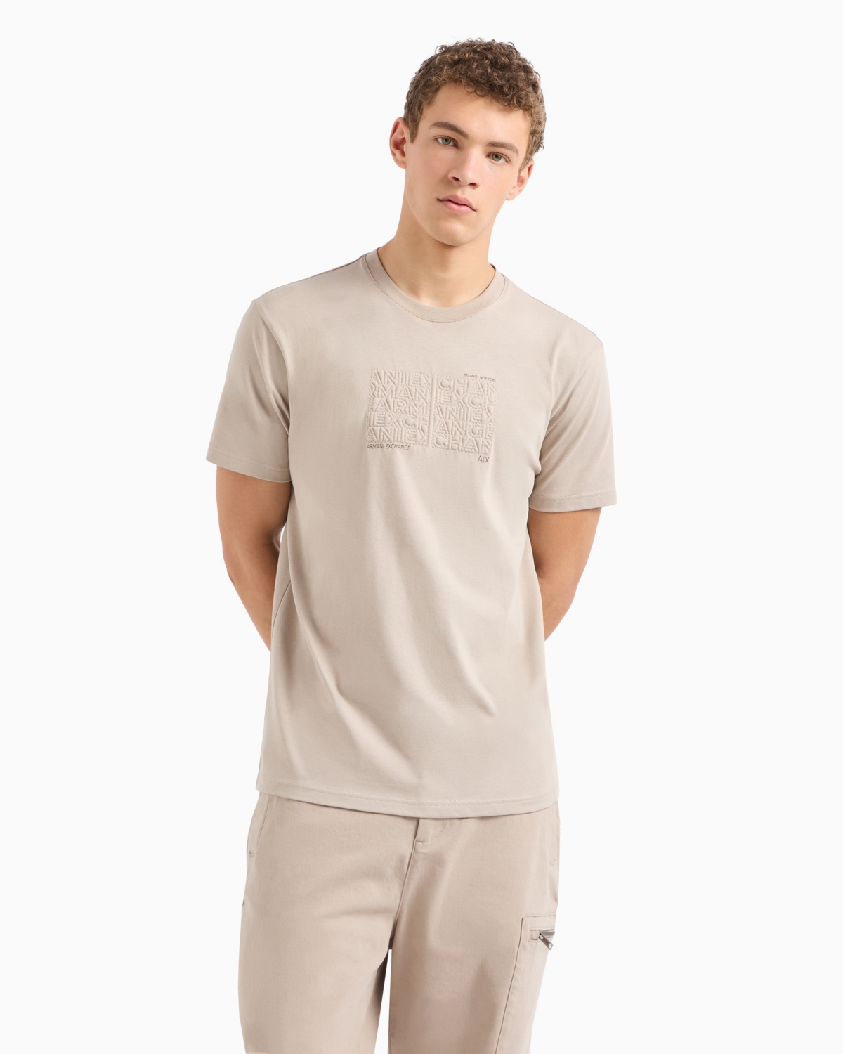 A|X Armani Exchange Men's Short Sleeve Crewneck Embroidered Graphic T-Shirt