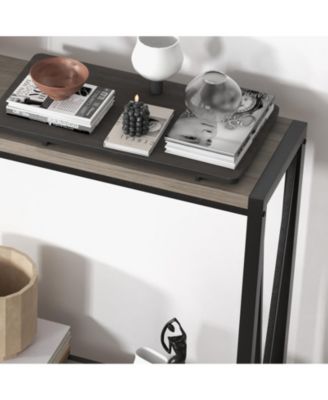 2 Tier Farmhouse Entryway Console Tables w/Storage Shelf, Narrow Console Tables for Entryway Living Room Hall Foyer Furniture