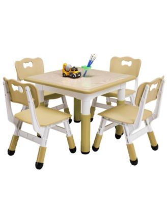 Kids Table and 4 Chairs Set for Toddlers 5-Piece Childrens Table and Chair Set Boy & Girl Gift for Classrooms/Daycares/Home
