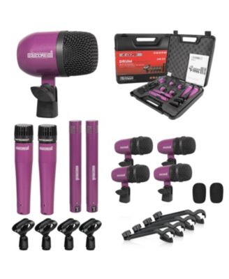 Drum Microphone Kit 9Pc All Metal Drummer Mics Tom/Snare Cymbals Wired Instrument Drums Set