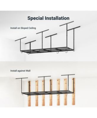 OHK Series Ceiling Mounted Overhead Garage Storage Rack, Black — 48" X 96"