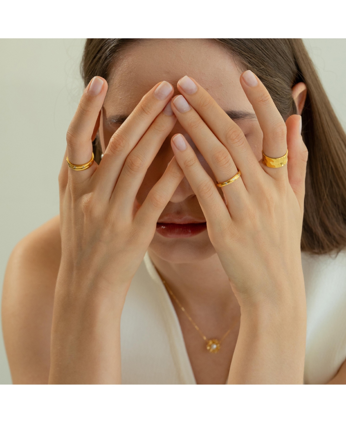 Bearfruit Jewelry 18K Gold Plated Sterling Silver Sleek and Chic Ring Set Holiday Gift Idea