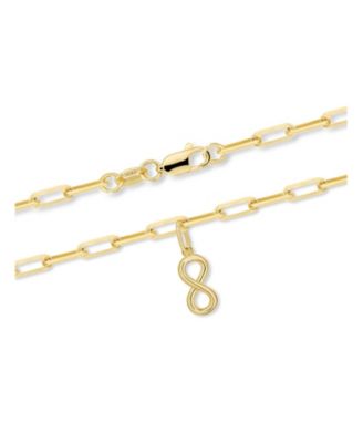 Infinity Charm with Paperclip Chain Bracelet in 14K Gold, 7 in,  approx. 2.6 grams.