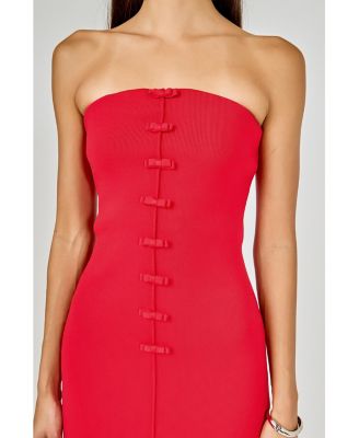 Women's Bow Accent Tube Top Midi Dress