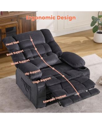 Dual Motor Lift Recliner with Lay Flat Waist Kneading Heat and Cup Holders