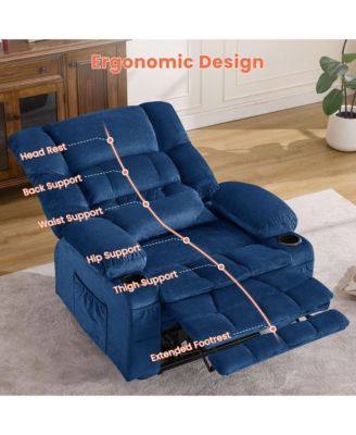 Dual Motor Lift Recliner with Lay Flat Waist Kneading Heat and Cup Holders