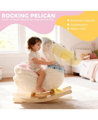 Pelican Baby Rocking Horse, Plush Stuffed Animal Rocker for Toddlers