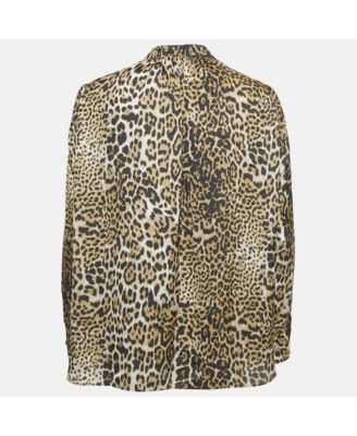 Women's Brown Tink Leopard Print Satin Blouse