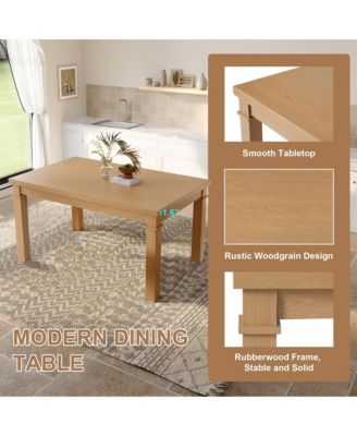 6-Piece Modern Dining Set with Rectangle Kitchen Table 4 Upholstered Chairs and Bench