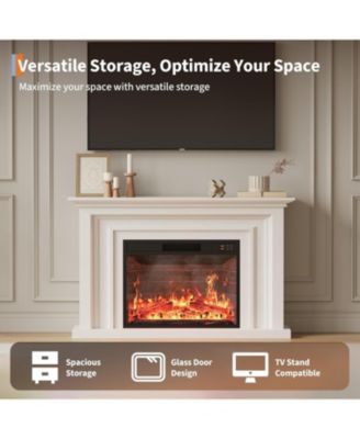 23" Recessed & Wall Mounted Electric Fireplace, 12 Flame Colors, Timer, Remote Control, 750/1500W, Log & Crystal