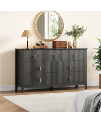 Fluted Dresser 54" Wide, 7-Drawer Modern Wood Chest for Bedroom, Stylish Storage Organizer Cabinet