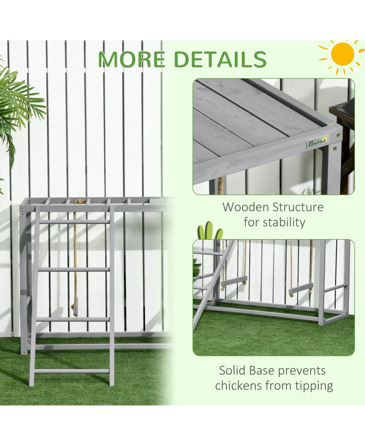 PawHut Wooden Chicken Activity Play w/ Swing Set, Chicken Coop Toy