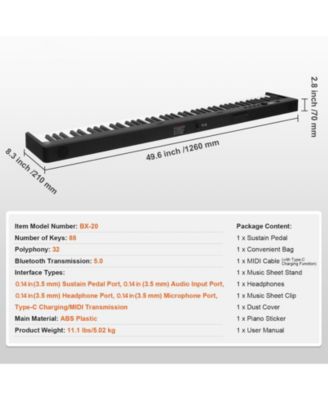 88-Key Folding Keyboard Piano Portable Digital Piano with Bag Pedal