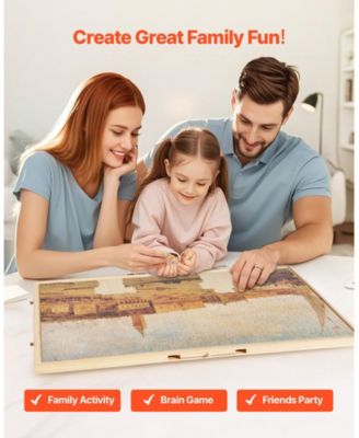 2000-Piece Rotating Puzzle Board 40"x29" with Drawers and Cover