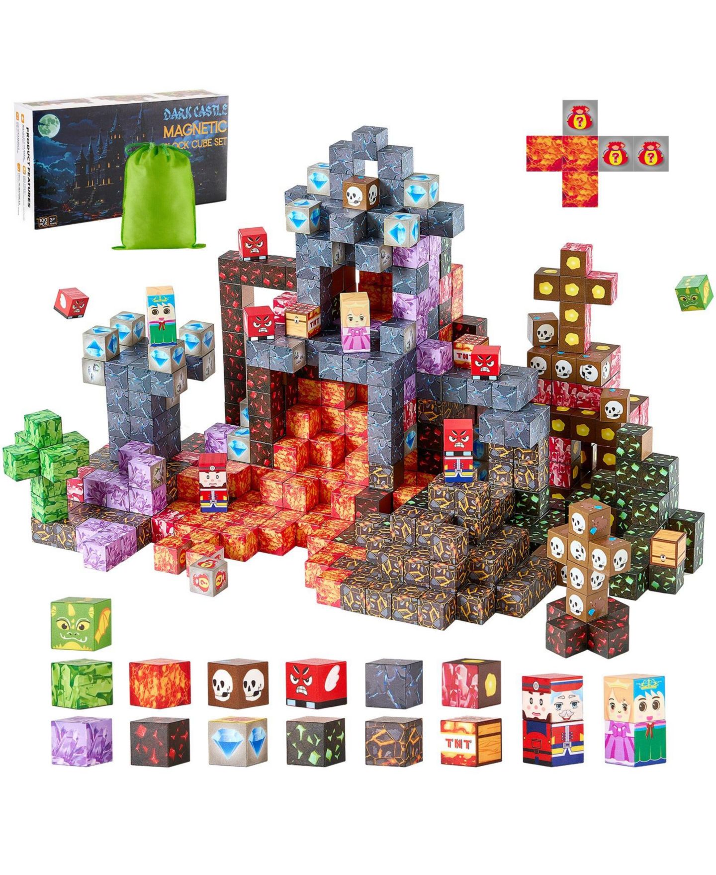 Детский конструктор SUGIFT Dark Castle Double-Sided Magnetic Stem Building Set, 100-Piece, Ages 3+, цвет: Красный — фото 10