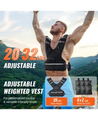 Adjustable Weighted Vest, 20–32 lb Vest with Ironsand Weights and Reflective Stripe for Strength Training