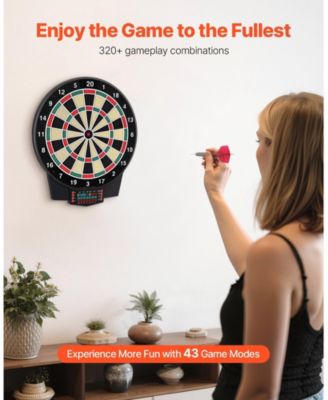 Electronic Dart Board, 15.5" Dartboard with 43 Games, 320+ Variations, Color LCD Scoring and Soft Tip Darts for Up to 8 Players